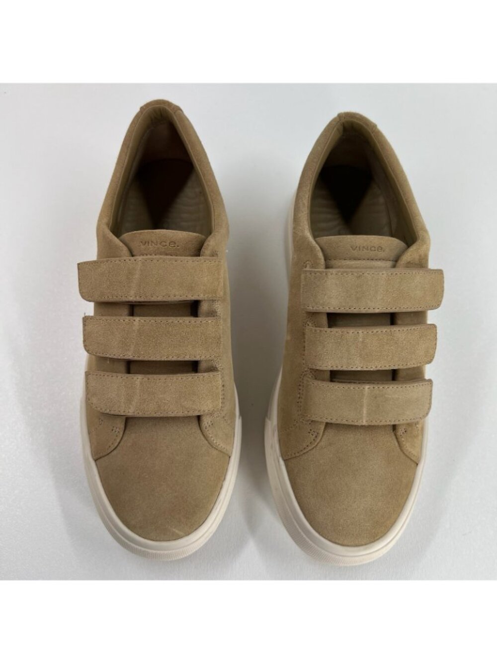Vince Sunnyside Suede Platform Sneakers Women Size US 7 Multi Strap Sand Beige - Picture 8 of 12